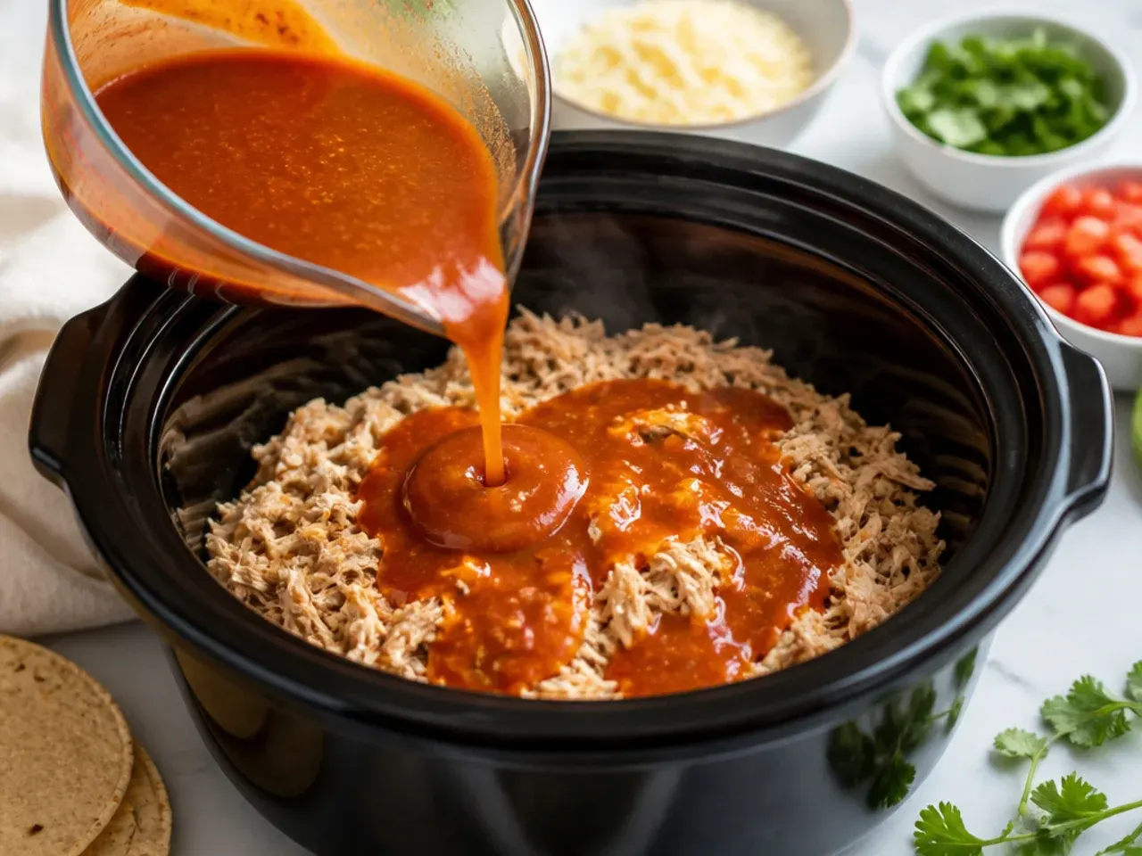 crockpot chicken enchilada casserole recipe step 4