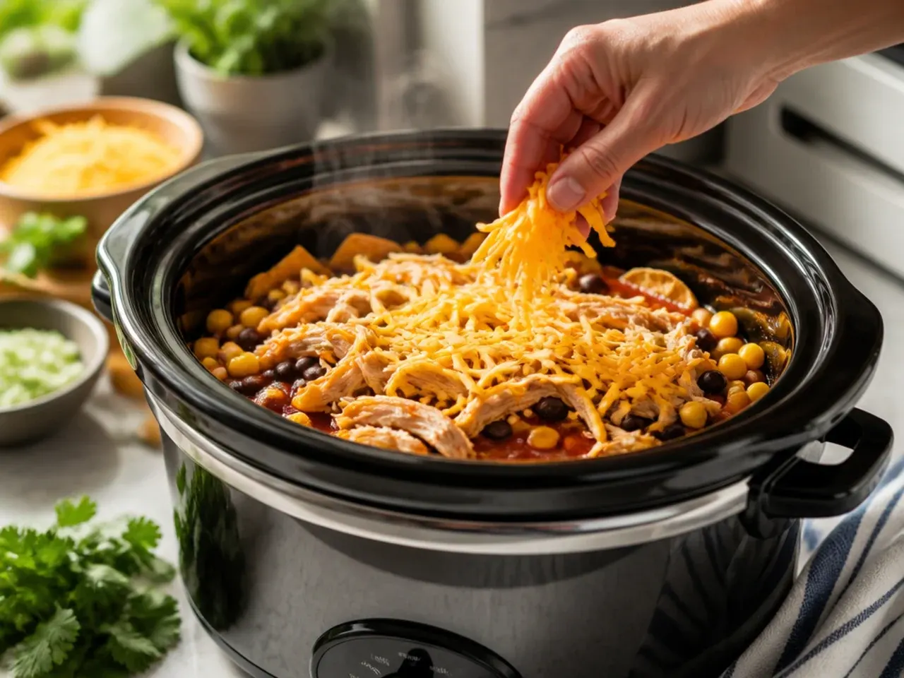 crockpot chicken enchilada casserole recipe step 5