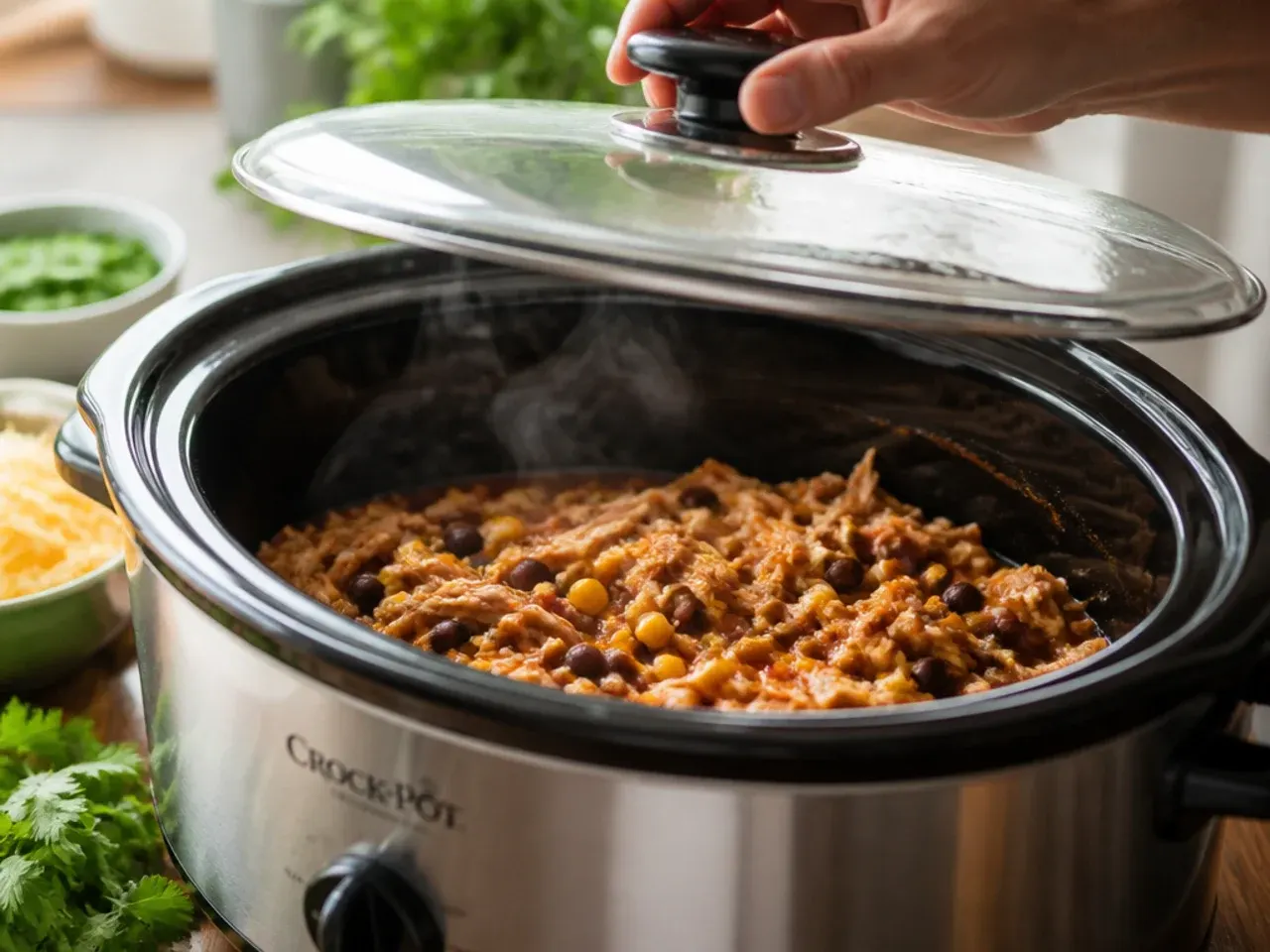crockpot chicken enchilada casserole recipe step 6