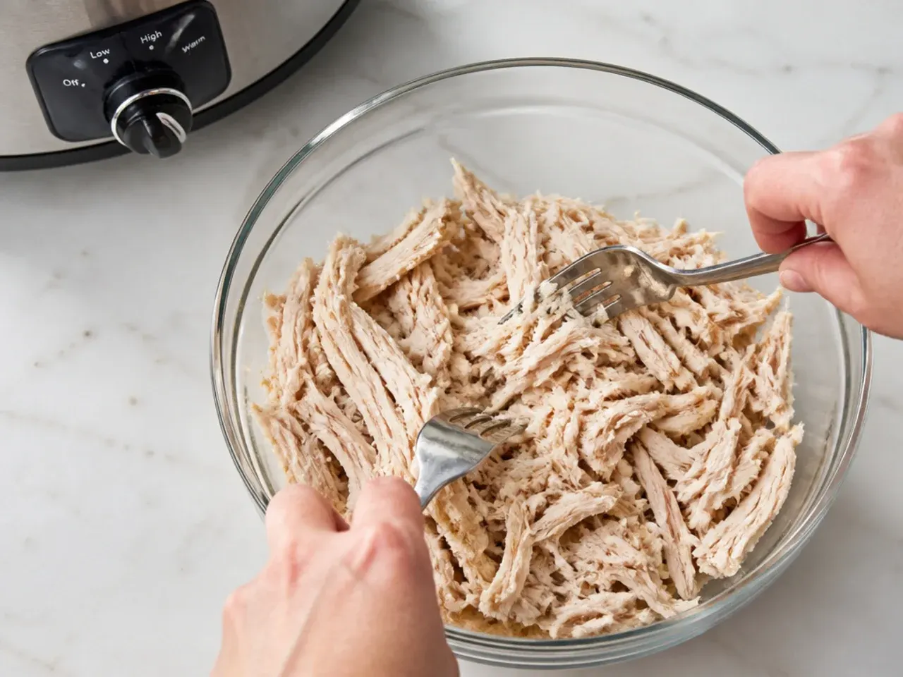 crockpot gumbo recipe — step 5: shred the chicken