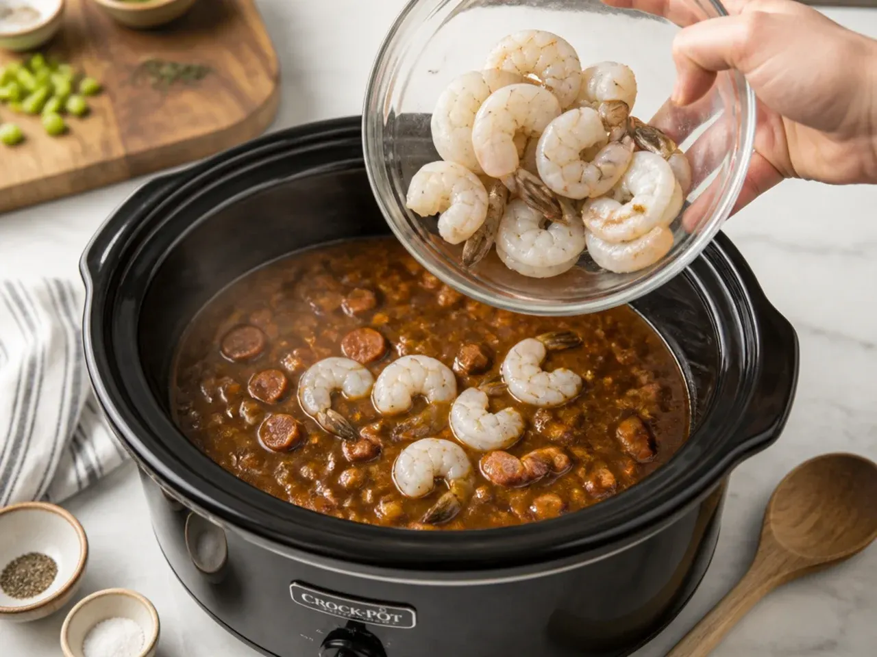 crockpot gumbo recipe — step 6: add the shrimp
