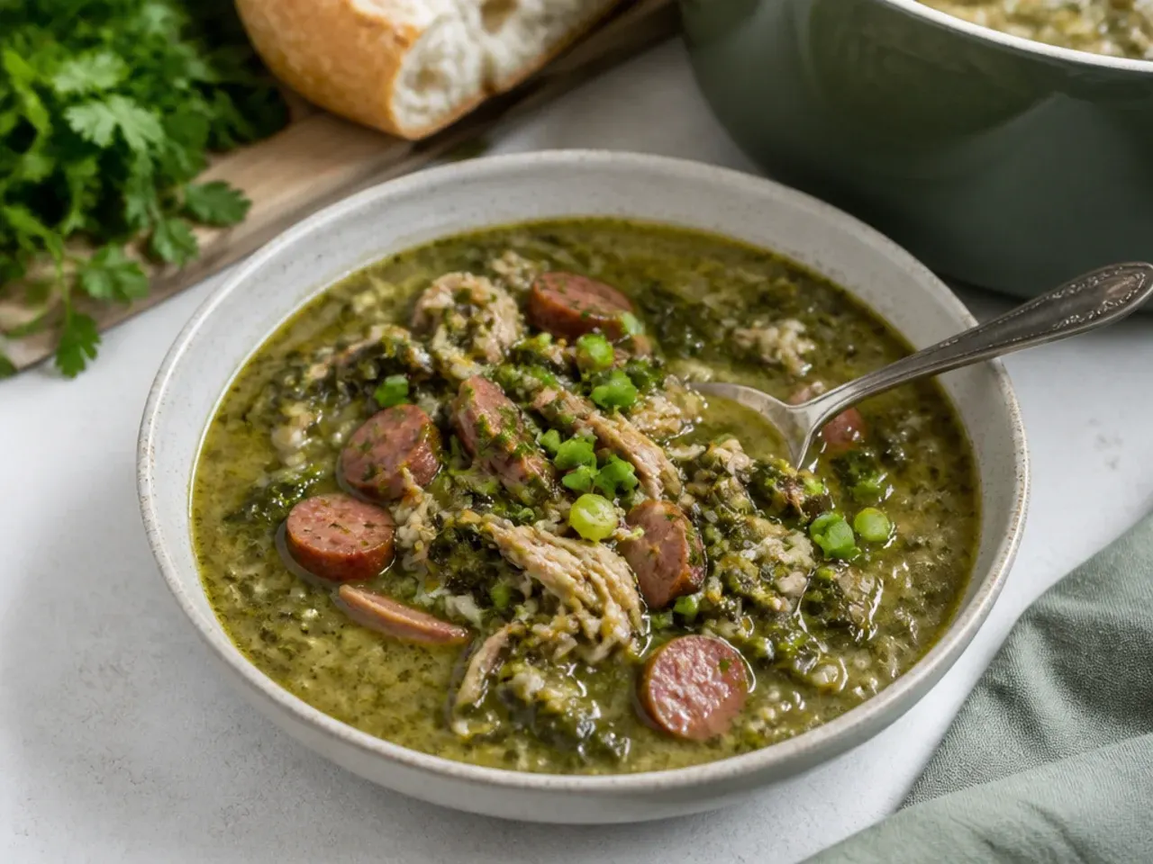Vintage gumbo z'herbes green crockpot gumbo recipe with collards and mustard greens