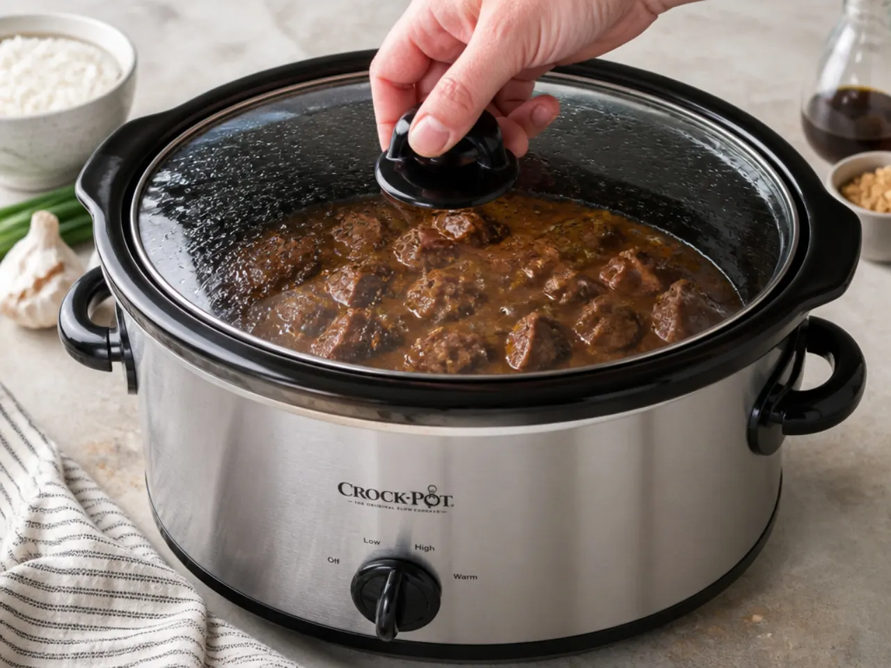 crockpot mongolian beef — step 5: slow cook