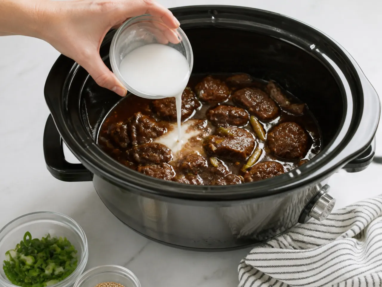 crockpot mongolian beef — step 6: thicken if needed
