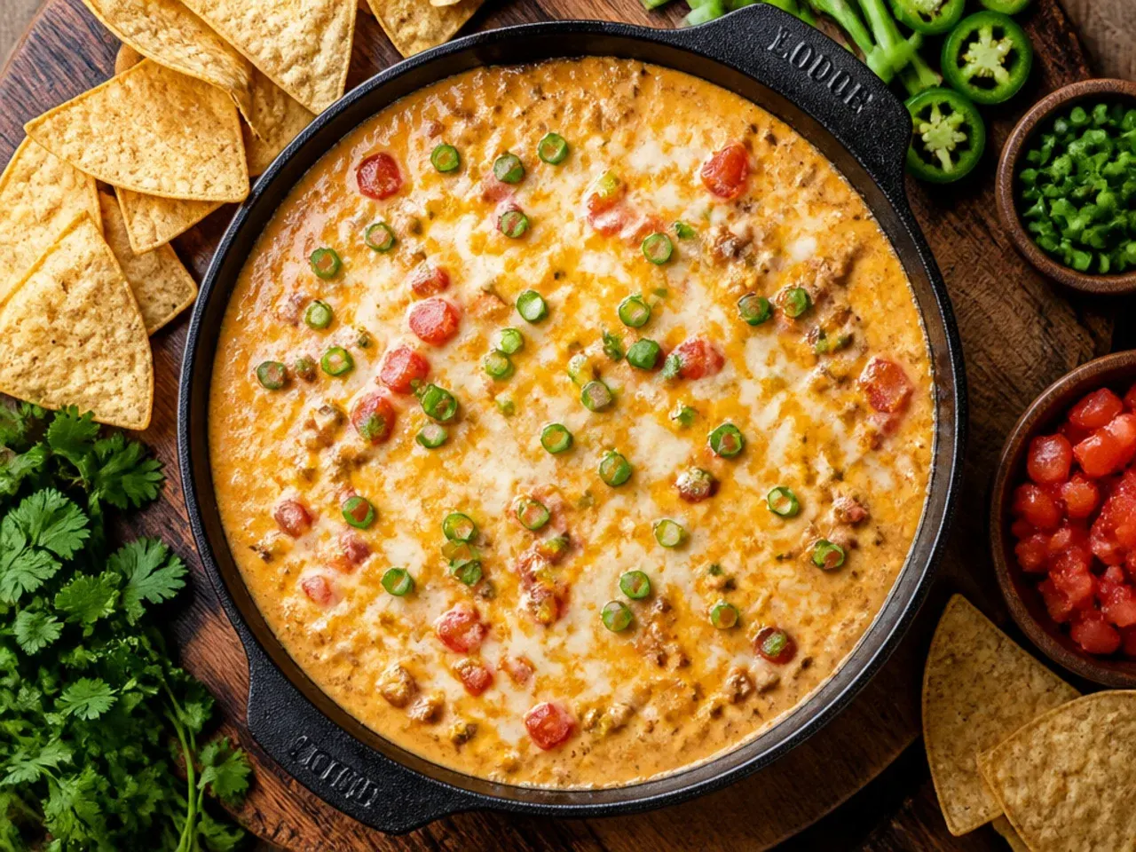 Chopped tomatoes and a diced green chilli next to a budget own-brand cheese block for a homemade rotel dip alternative