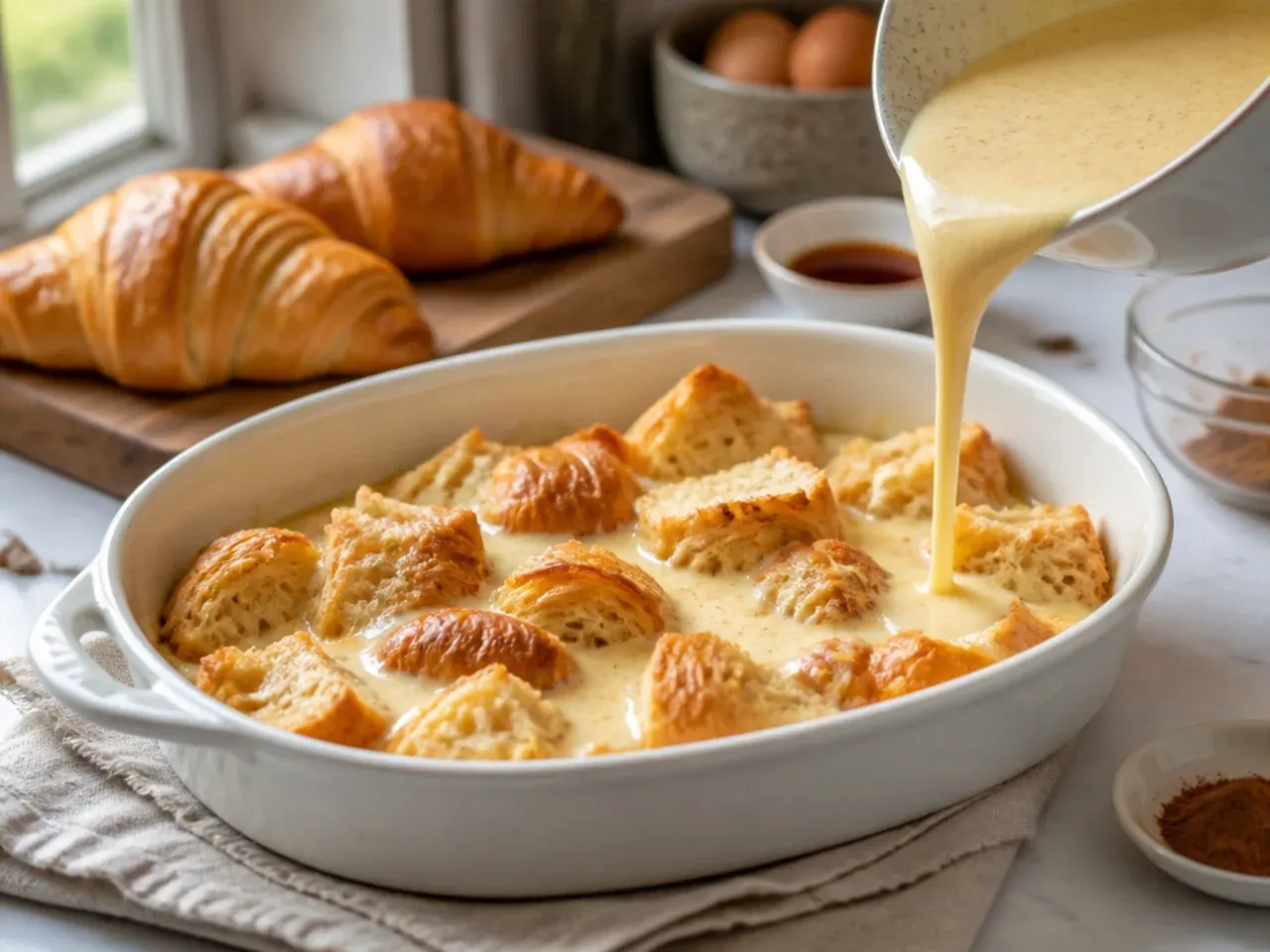 croissant french toast casserole recipe step 1