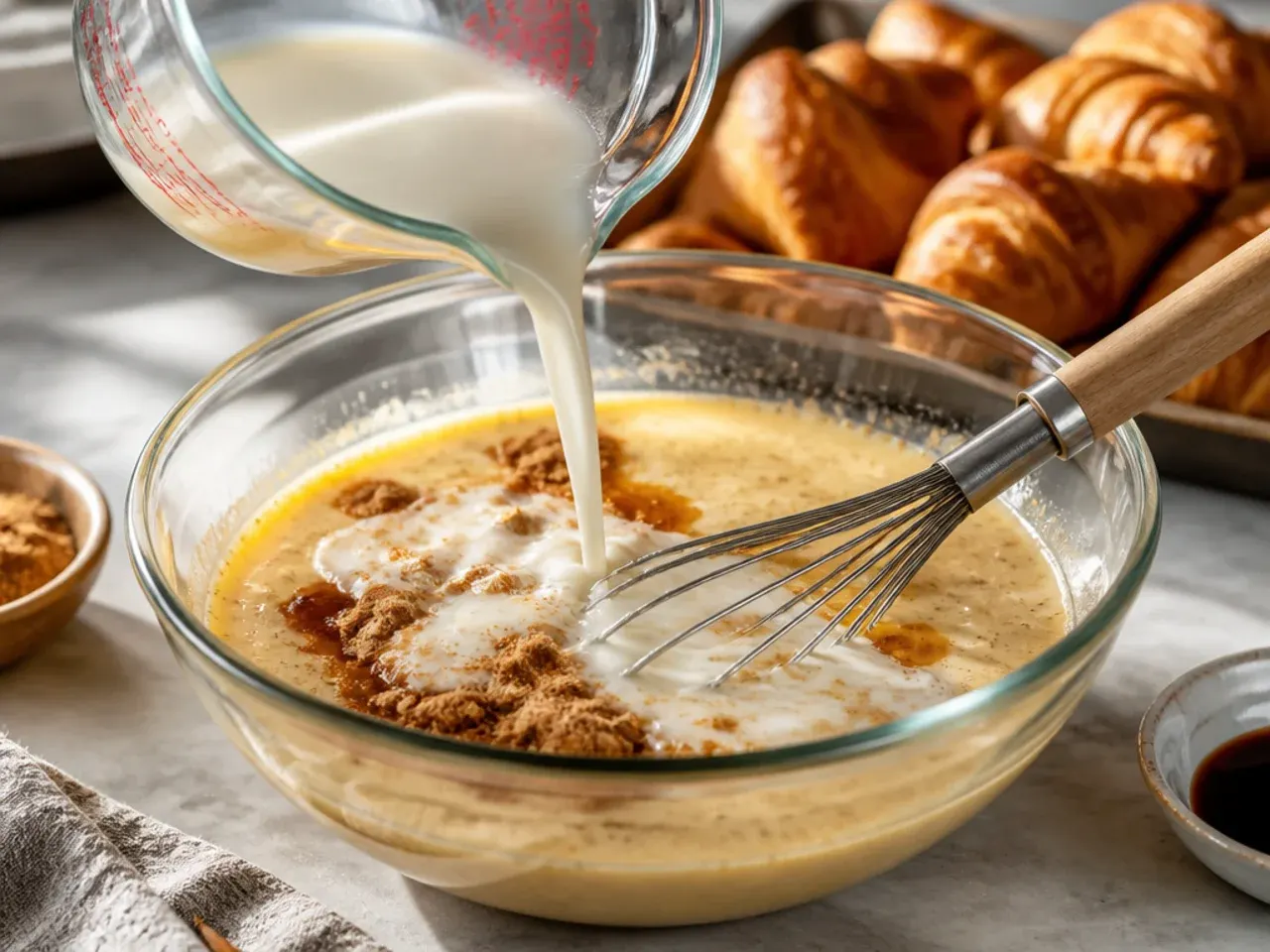 croissant french toast casserole recipe step 2