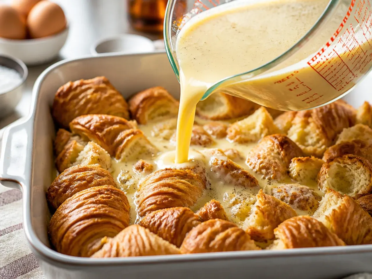 croissant french toast casserole recipe step 3