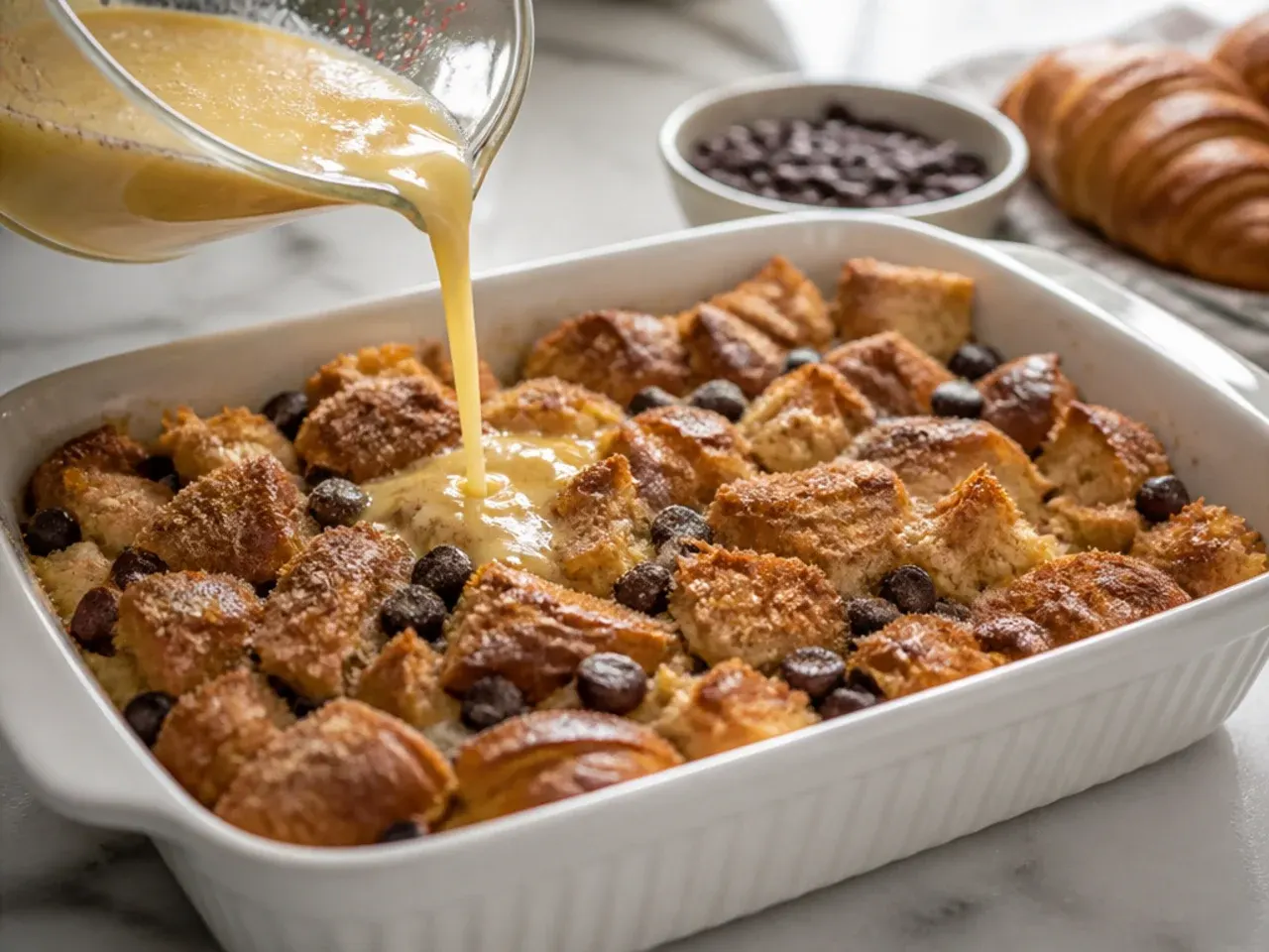 croissant french toast casserole recipe step 4