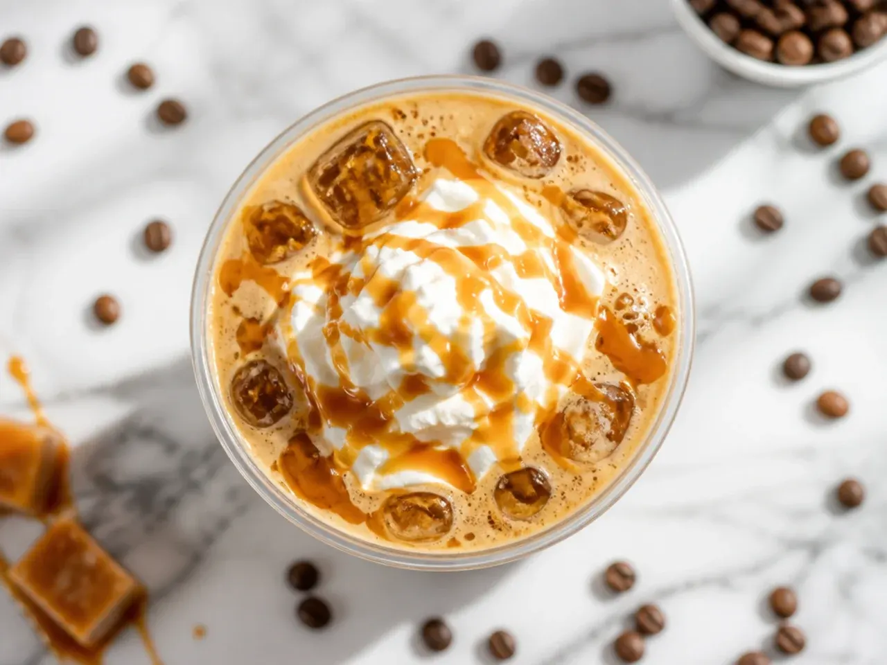 Simple three-ingredient iced coffee poured into a glass over ice
