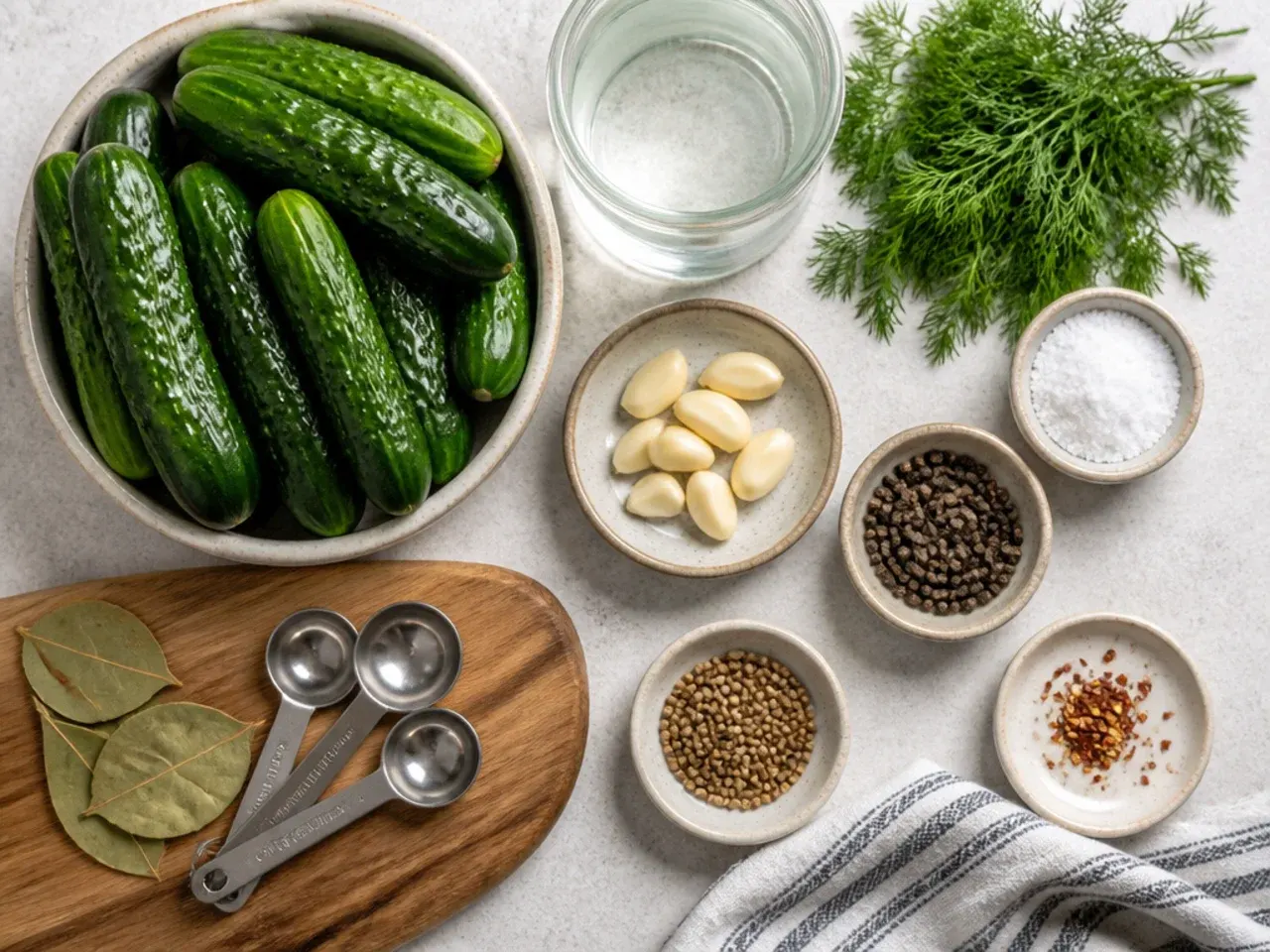 Close-up of crunchy dill pickle spears being lifted from a brine-filled jar with kitchen tongs