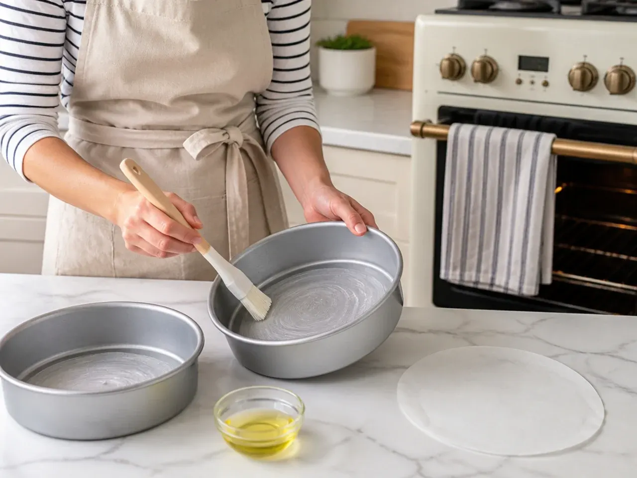 dinosaur birthday cake — step 1: prep the tins and oven
