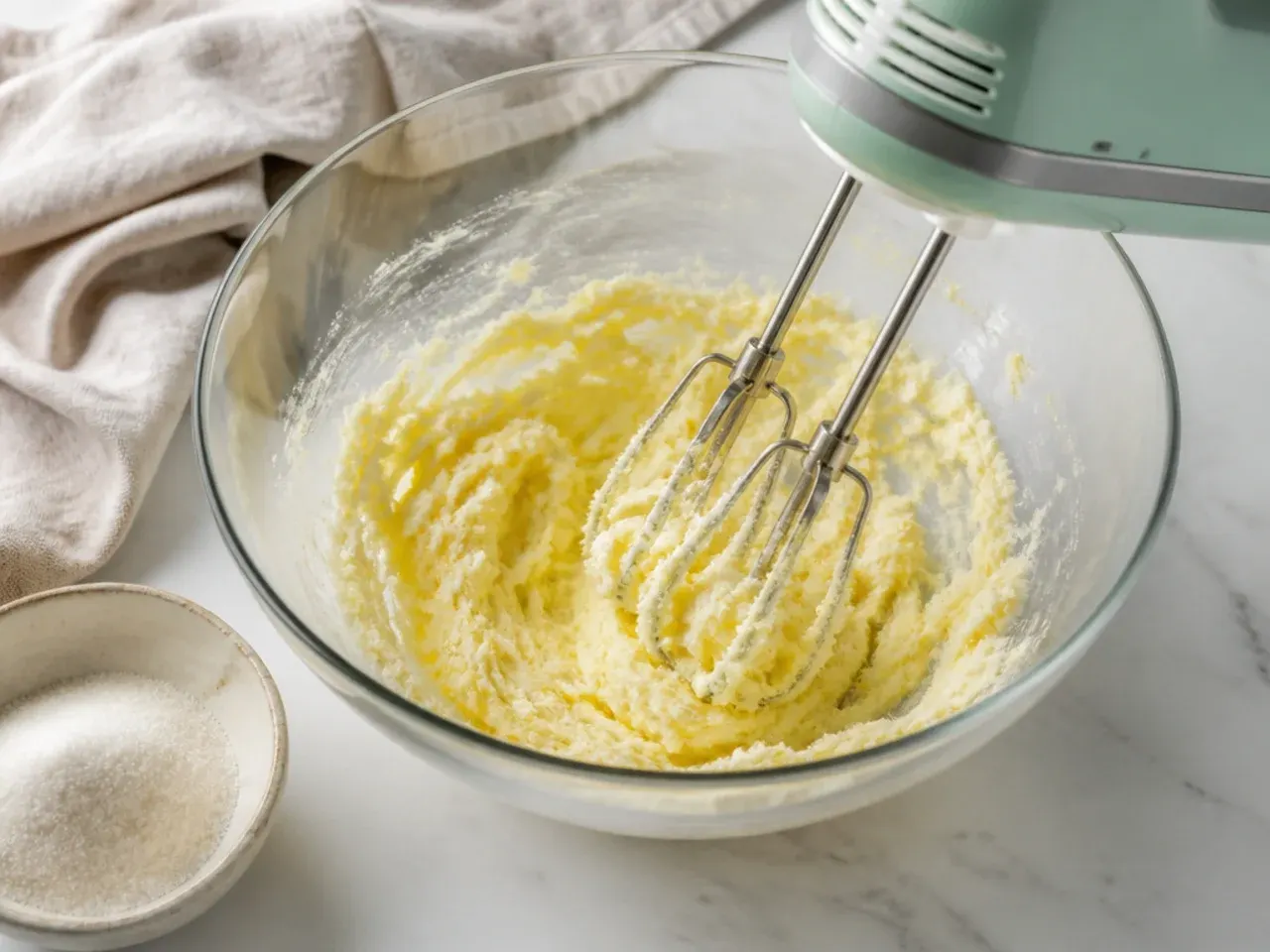 dinosaur cake designs — step 2: cream the butter and sugar