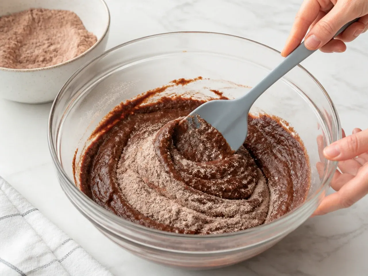 dinosaur cake designs — step 4: fold in the dry ingredients