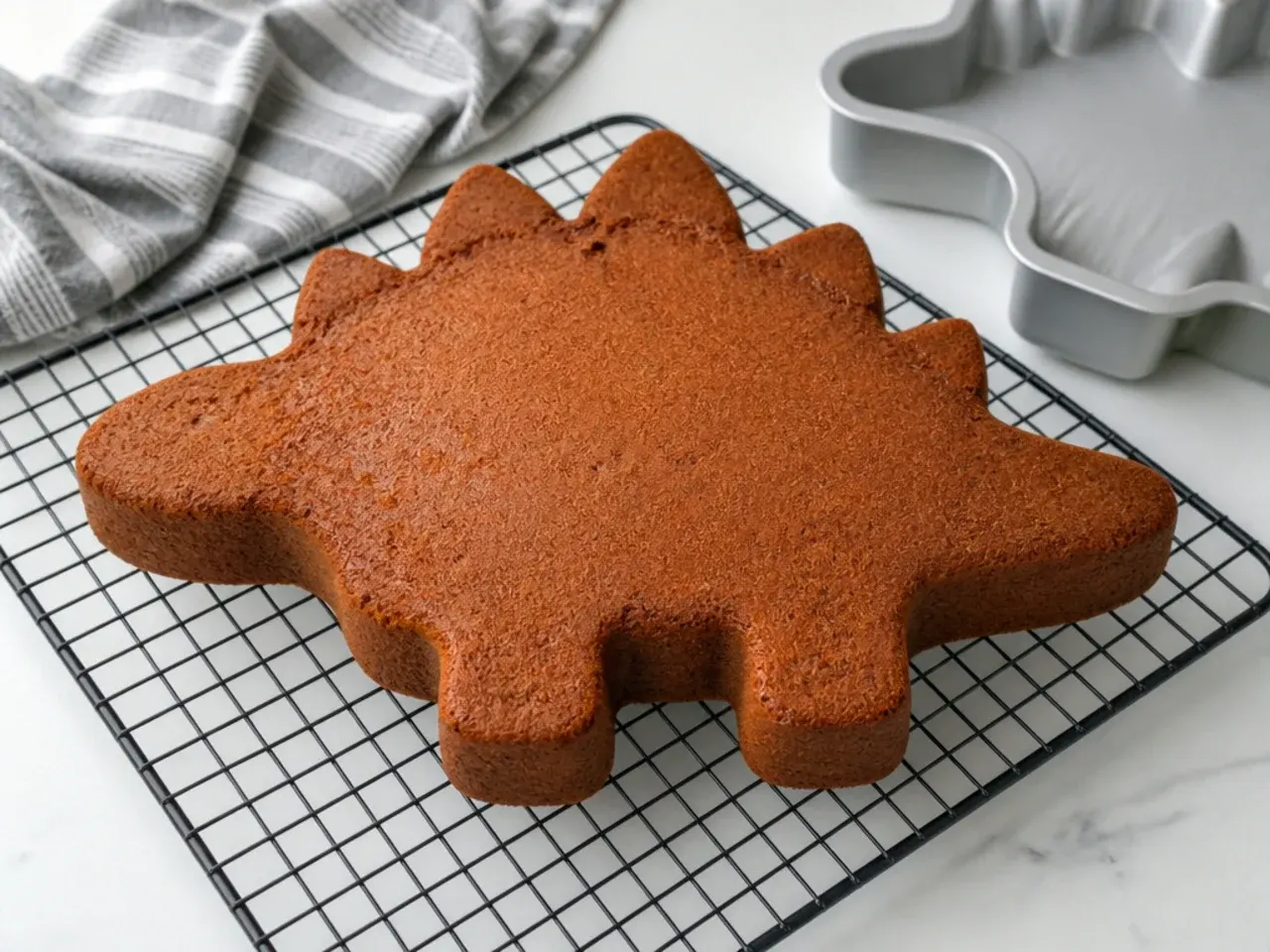dinosaur cake for boys — step 6: bake and cool