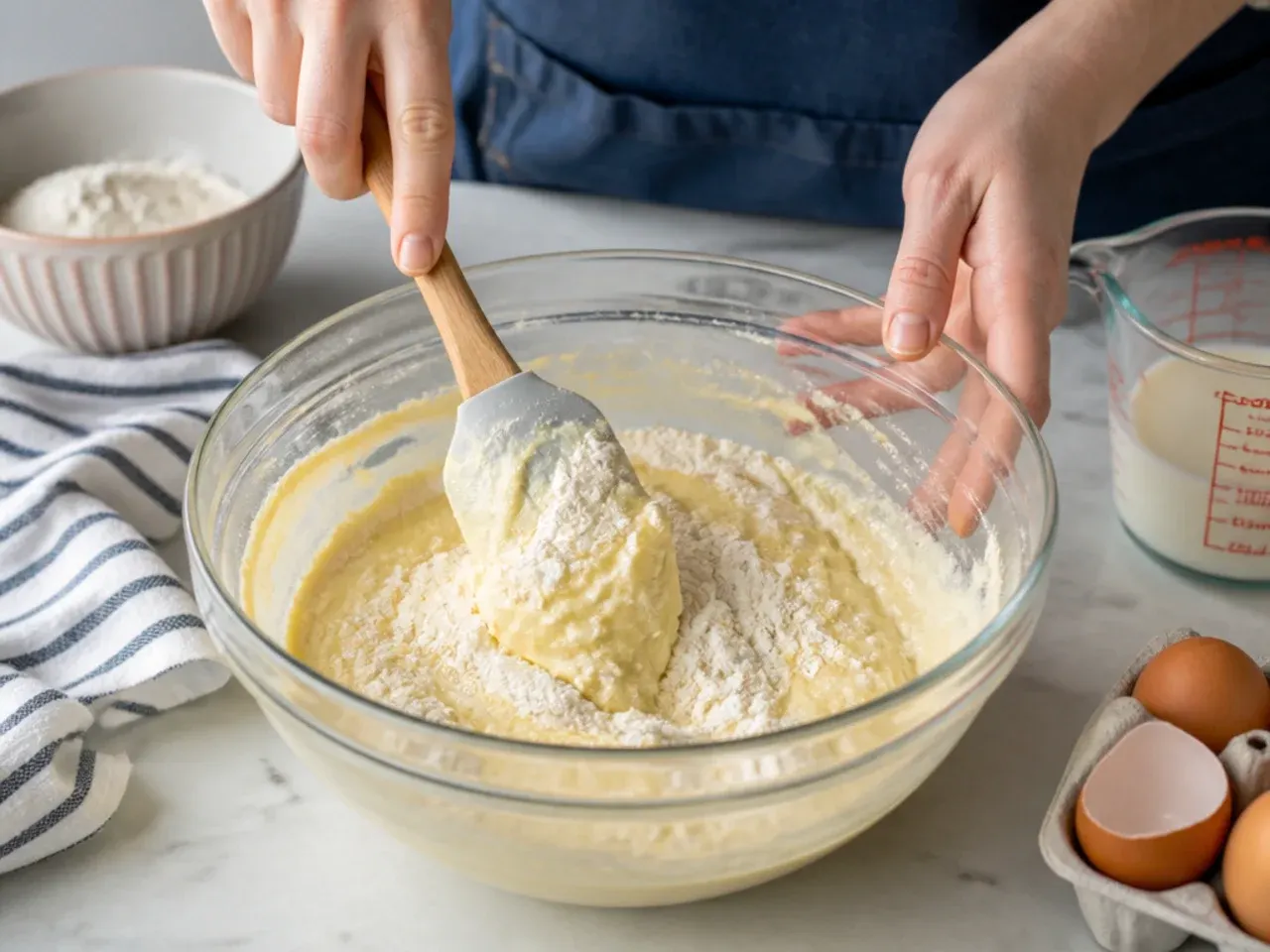 dinosaur cake ideas — step 4: fold in the flour and milk