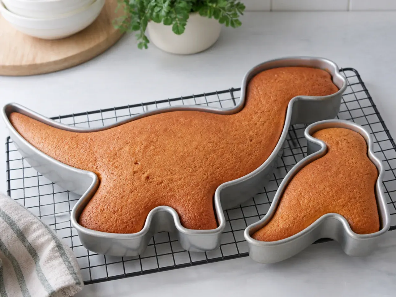 dinosaur cake ideas — step 5: bake the sponges