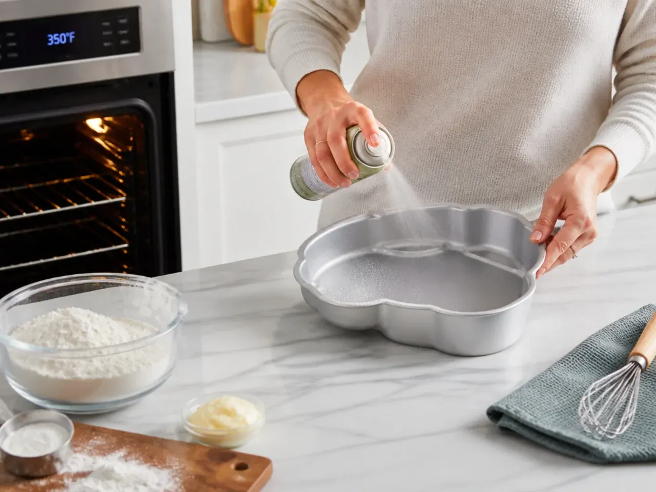 dinosaur cake topper — step 1: prep pans and oven