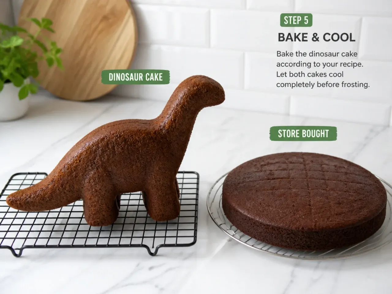 dinosaur cake vs store bought — step 5: bake and cool