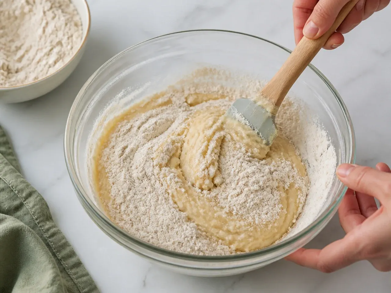 dinosaur cupcakes — step 4: combine wet and dry