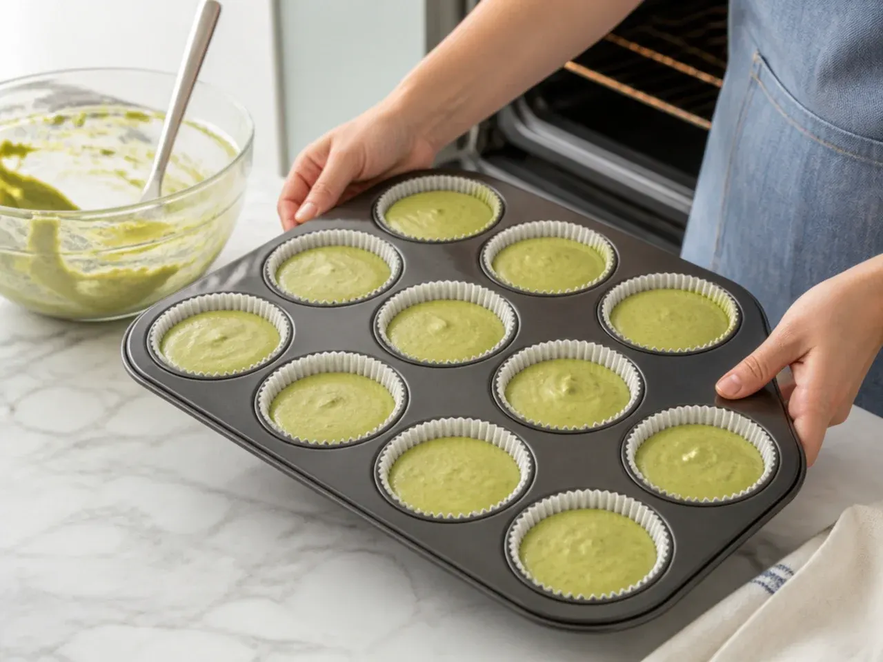 dinosaur cupcakes — step 5: fill and bake