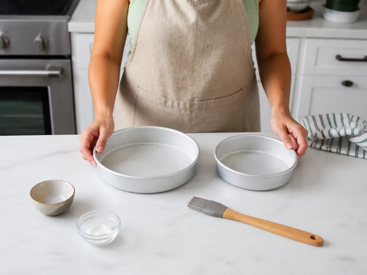 dinosaur smash cake — step 1: prep pans and oven
