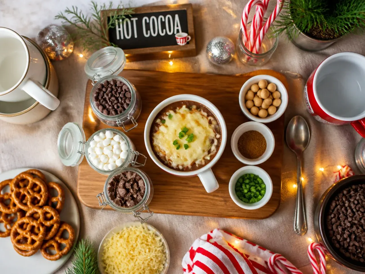 Budget friendly hot cocoa bar made entirely from dollar store items