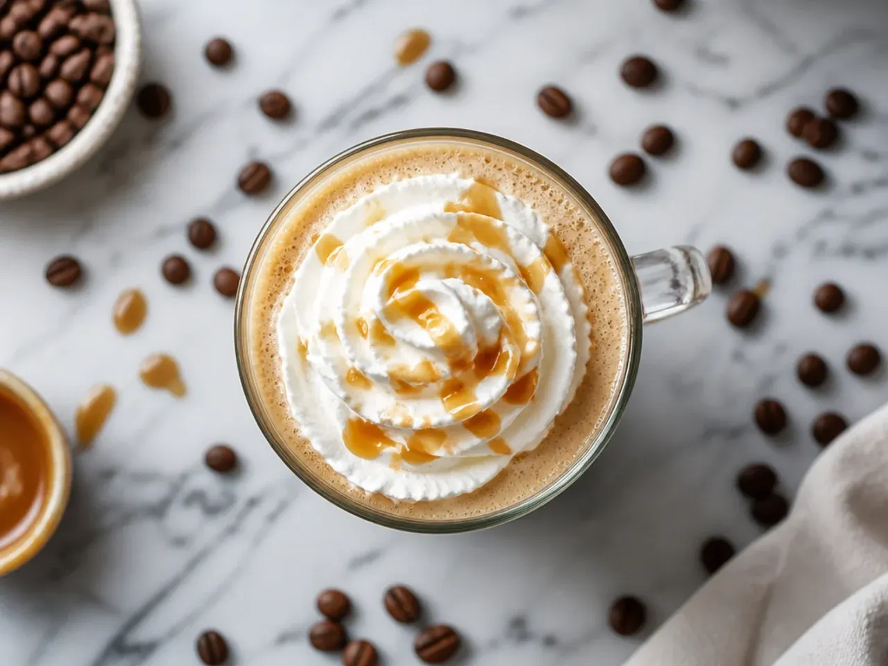Classic hot coffee with cream swirling through in a white mug