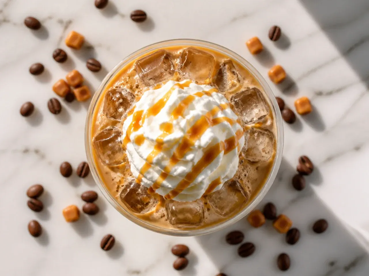 Simple iced coffee with milk in a glass mason jar with a striped straw