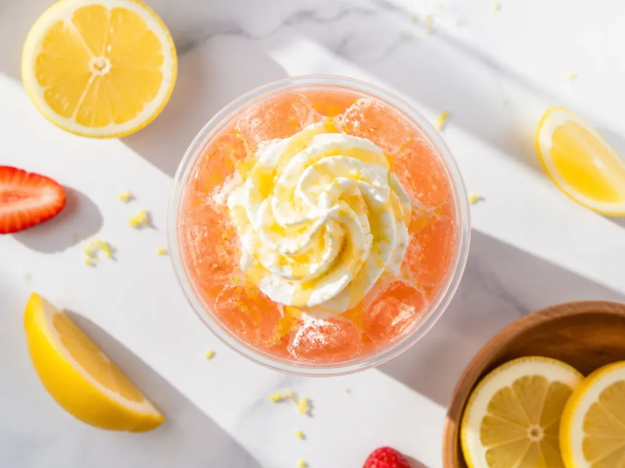 Easy lemonade-based refresher in a glass with lemon slice garnish