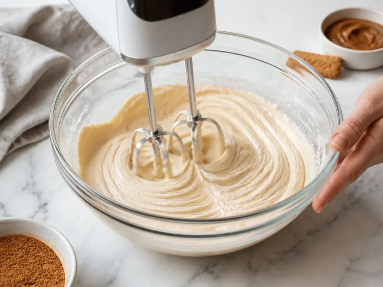 easy biscoff cheesecake — step 3: beat the cream cheese mixture