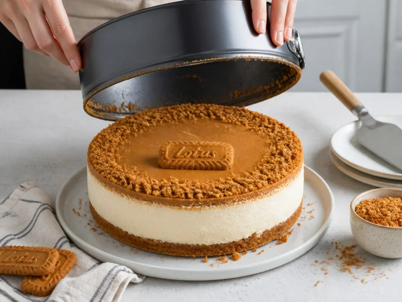 easy biscoff cheesecake — step 7: chill, unmould and serve