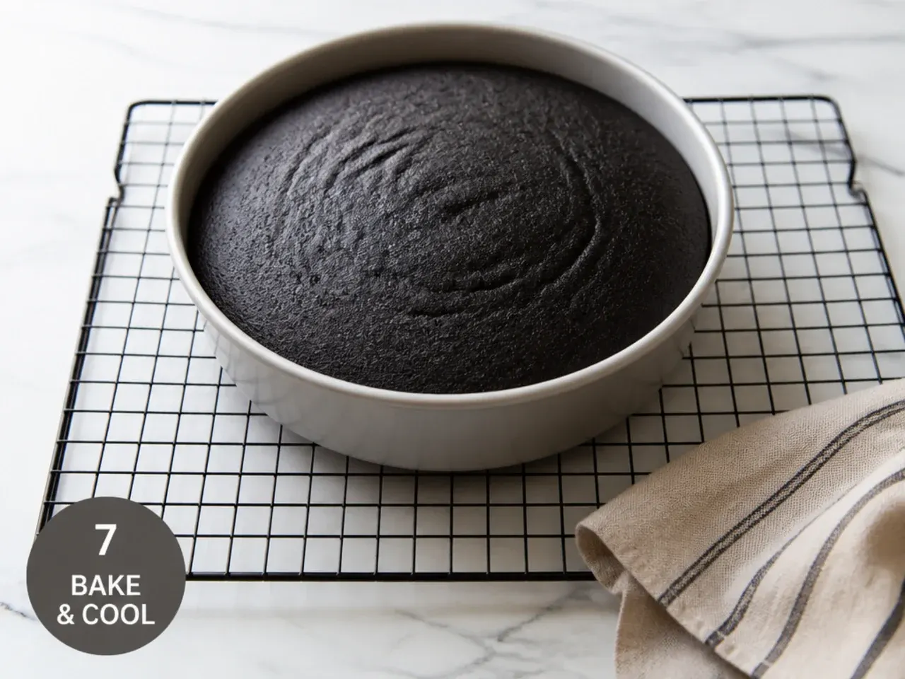 easy black cake — step 7: bake and cool