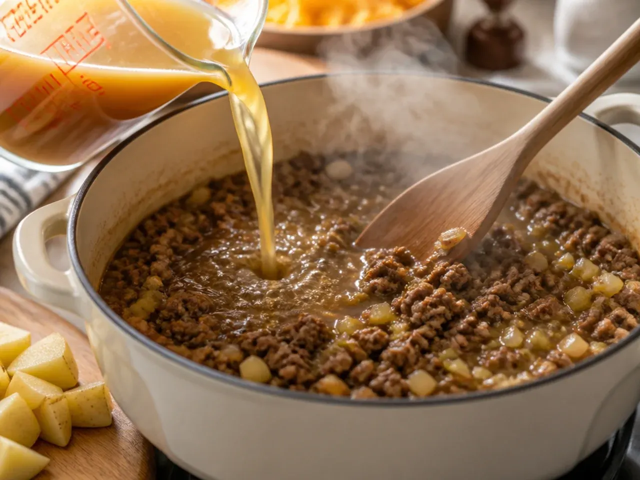 easy cheeseburger soup recipe step 4