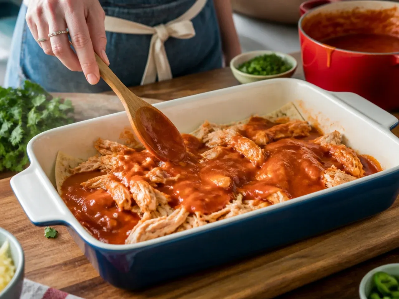 easy chicken enchilada casserole recipe step 1