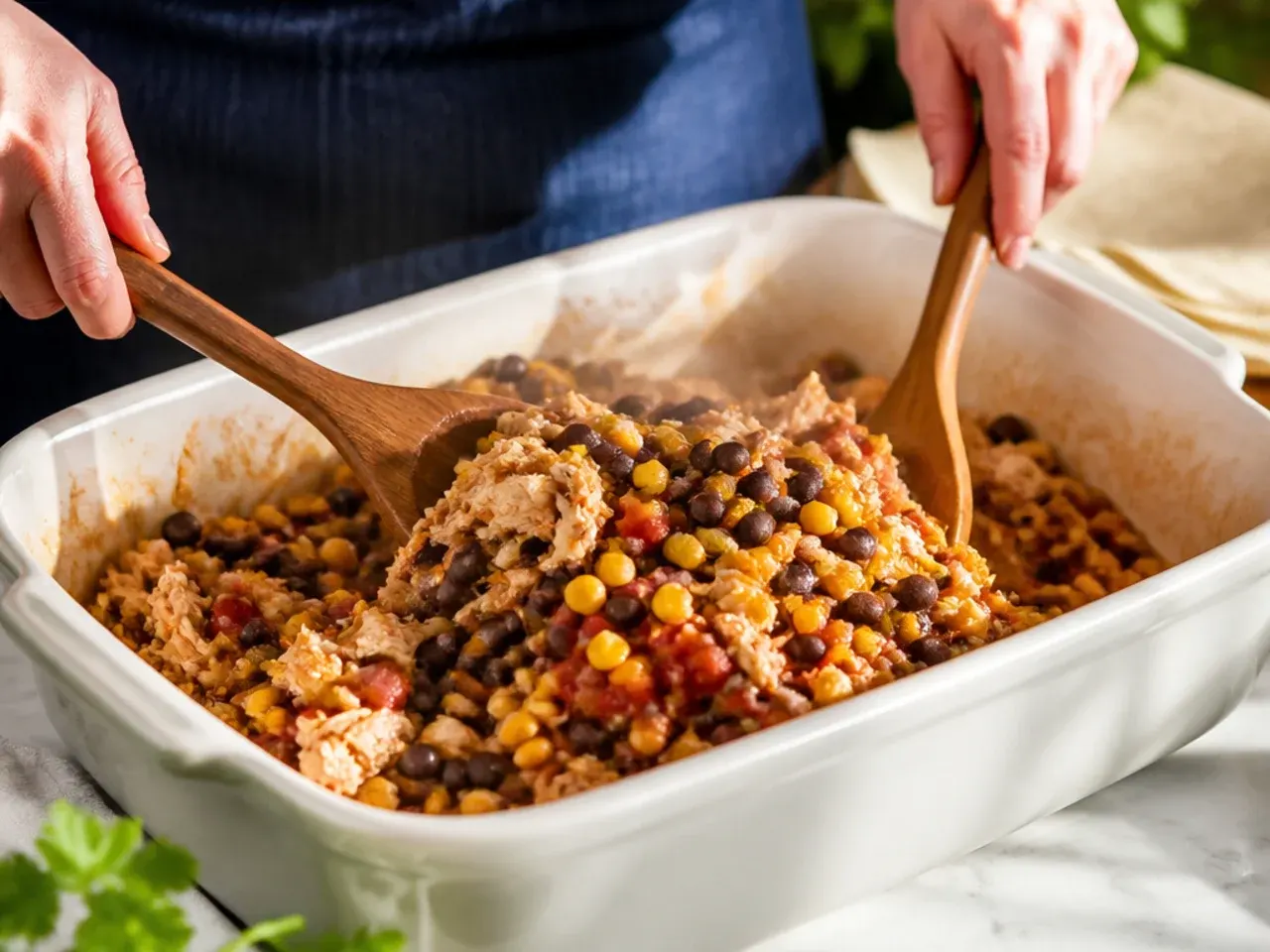 easy chicken enchilada casserole recipe step 3