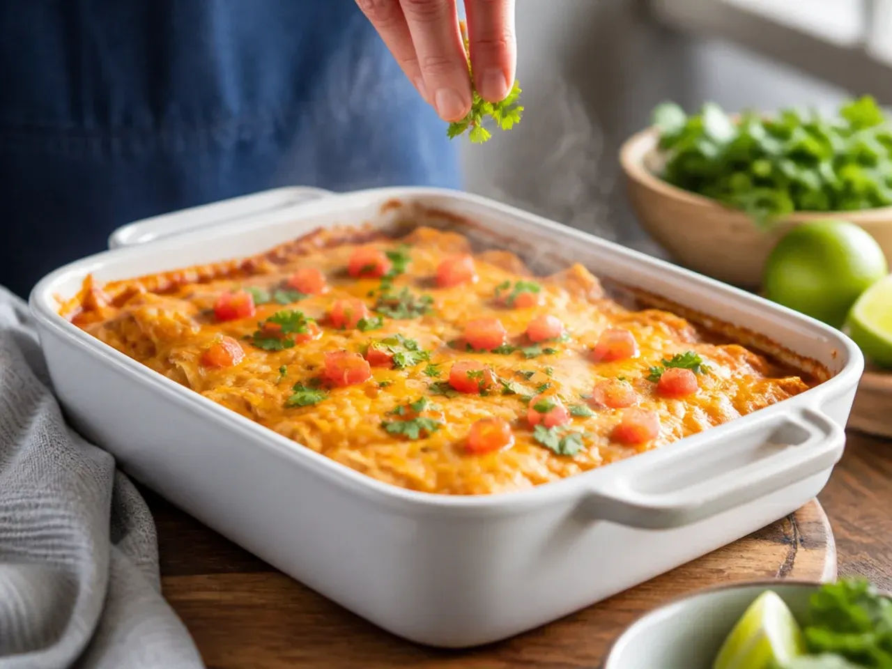 easy chicken enchilada casserole recipe step 7