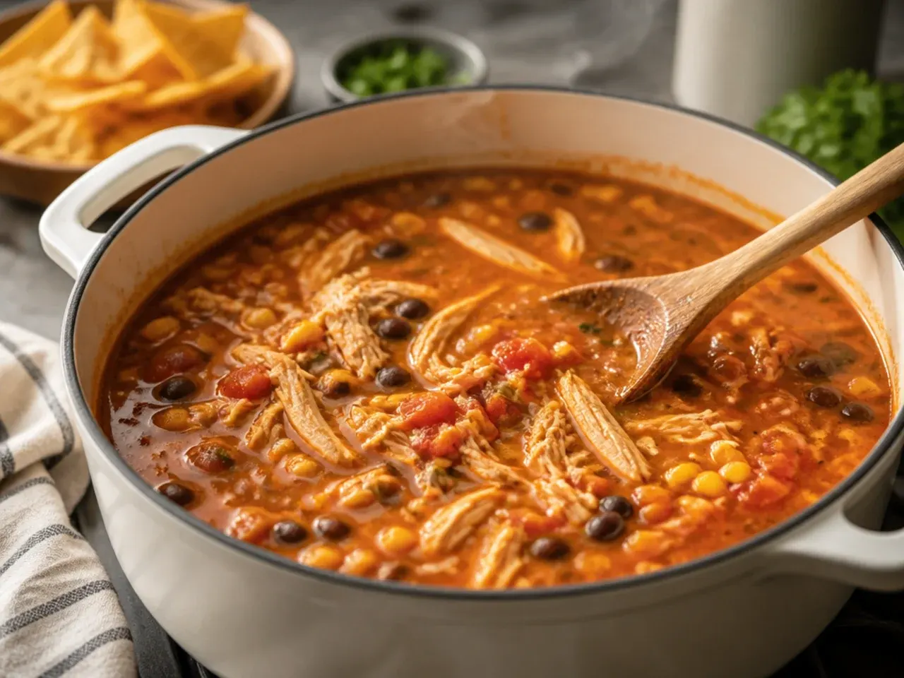 easy chicken tortilla soup recipe step 4