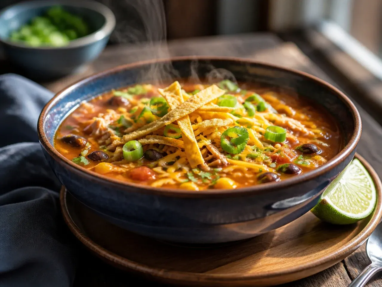 Instant Pot electric pressure cooker with chicken tortilla soup inside