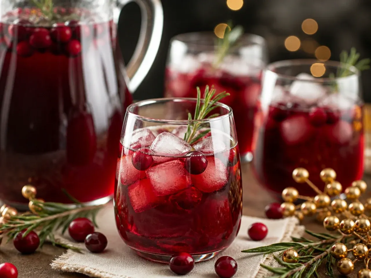 Slow cooker of mulled wine on a holiday table set up for a party with mugs and garnishes