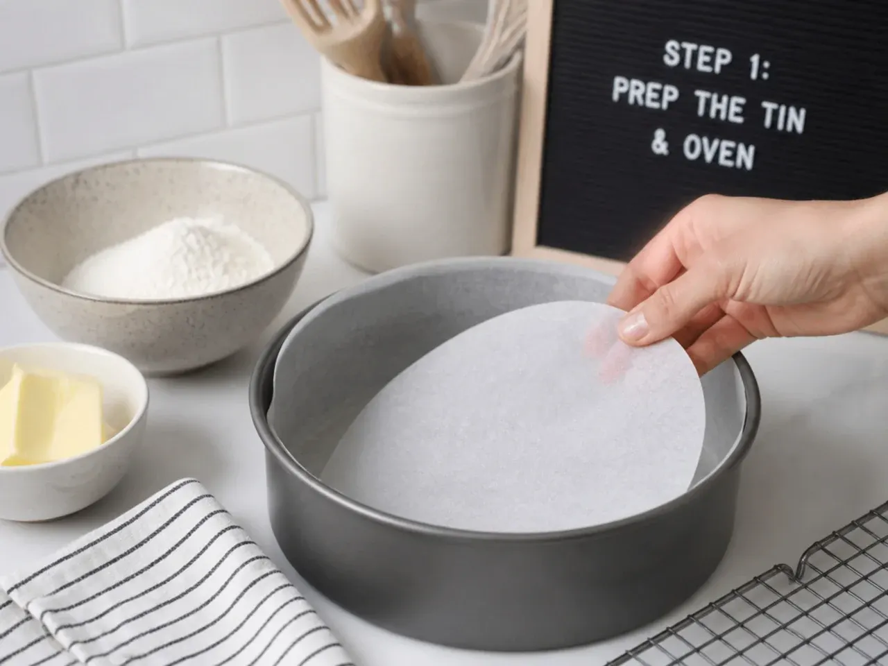 easy football cake — step 1: prep the tin and oven