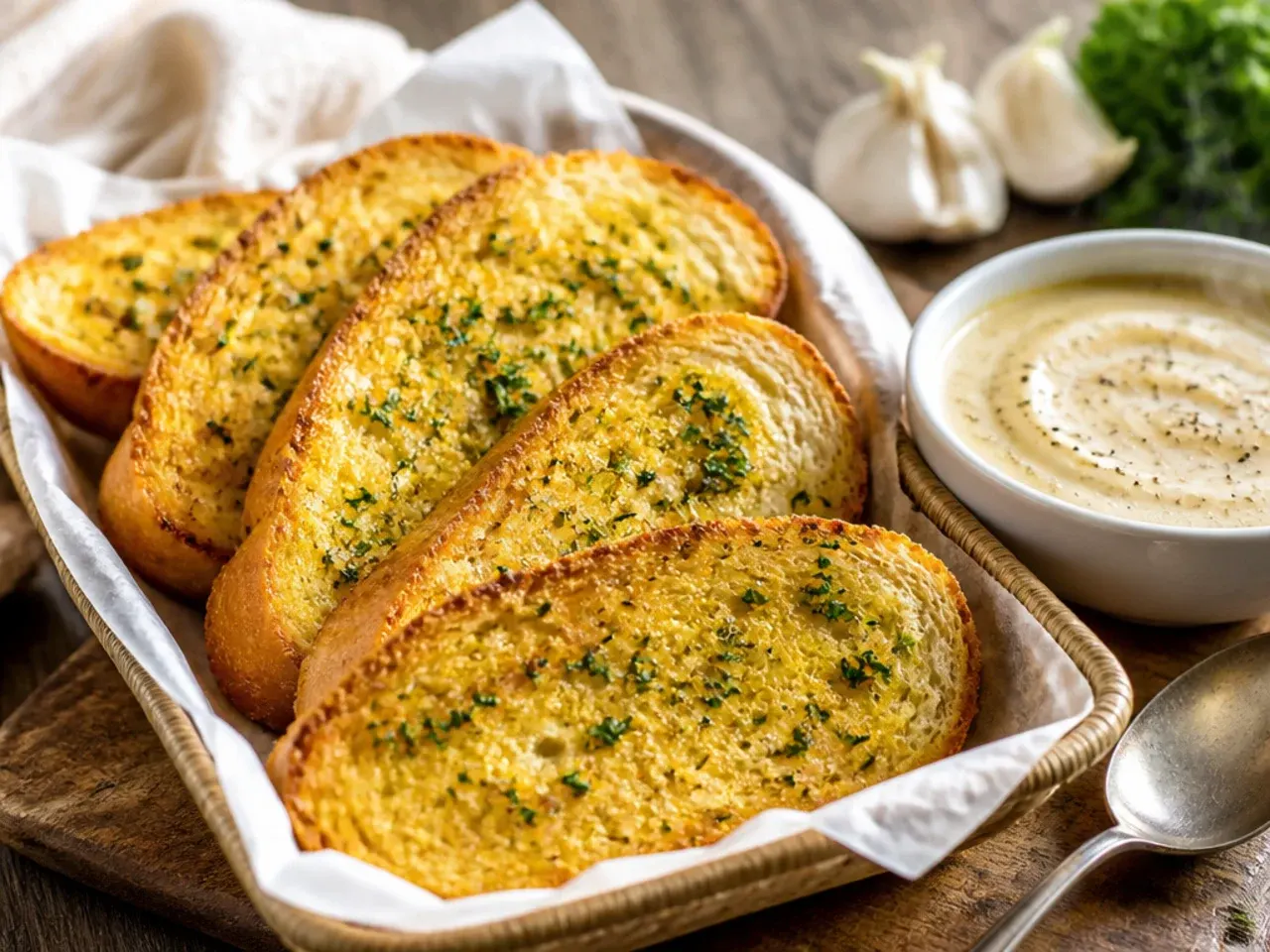Wholemeal garlic bread with olive oil and rosemary
