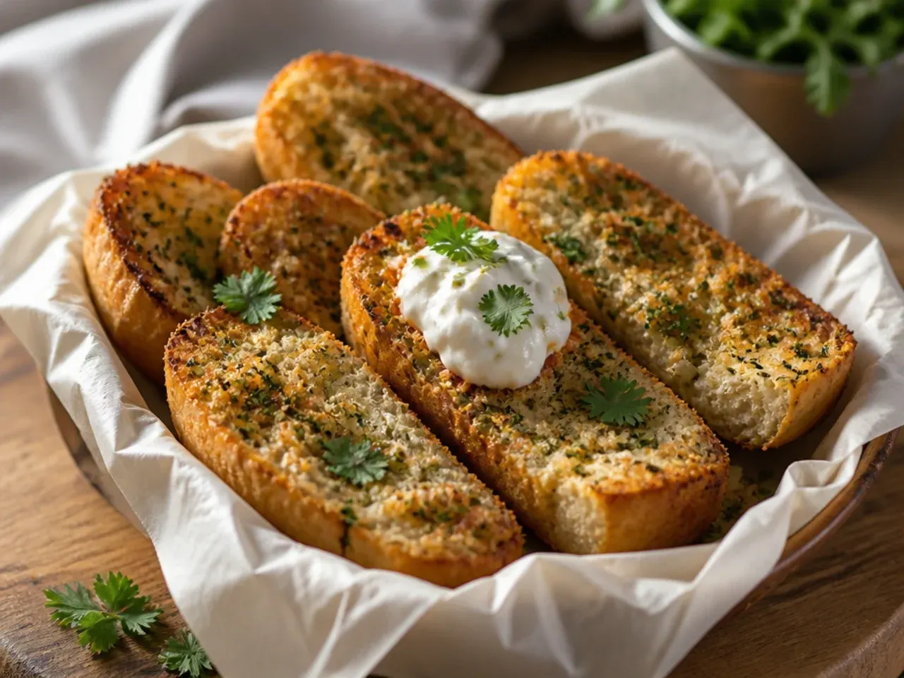 Quick grilled garlic bread slices under the broiler