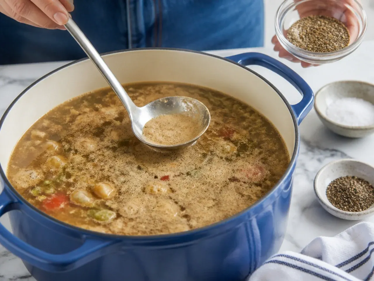 easy gumbo recipe — step 6: skim and season