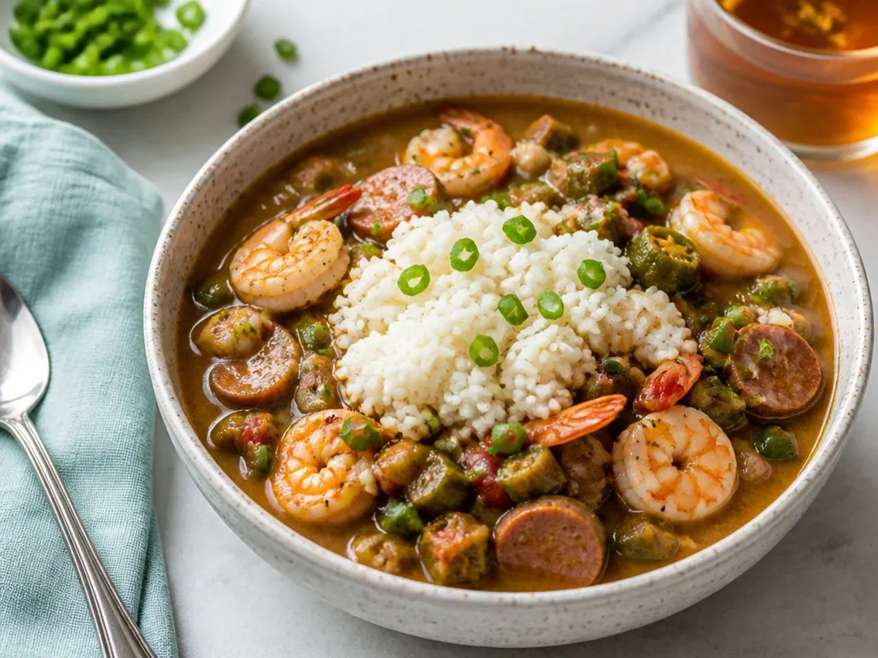 Gluten-free easy gumbo recipe made with a rice flour roux