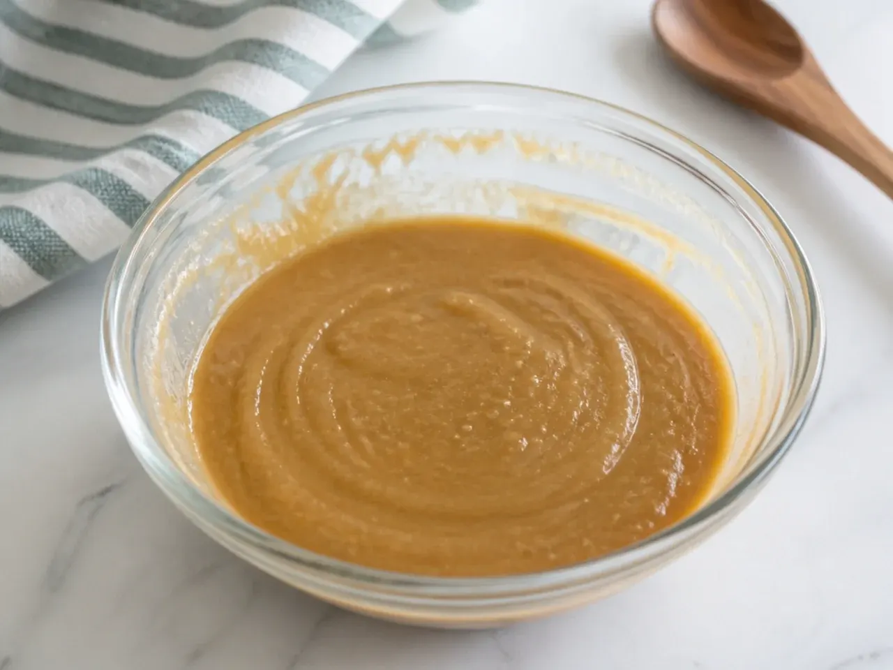 Easy microwave roux in a glass bowl for weeknight gumbo