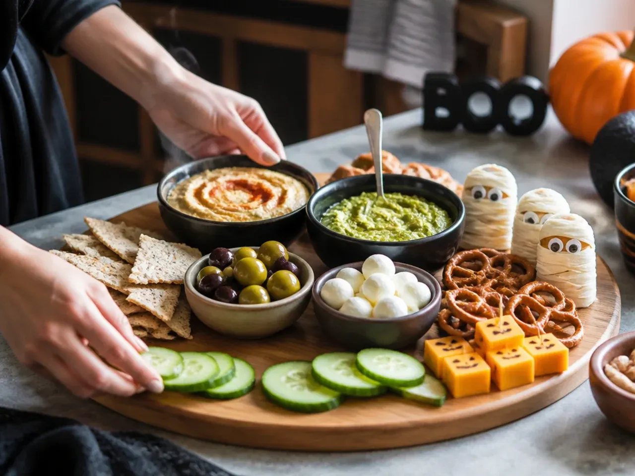 easy halloween charcuterie board recipe step 2
