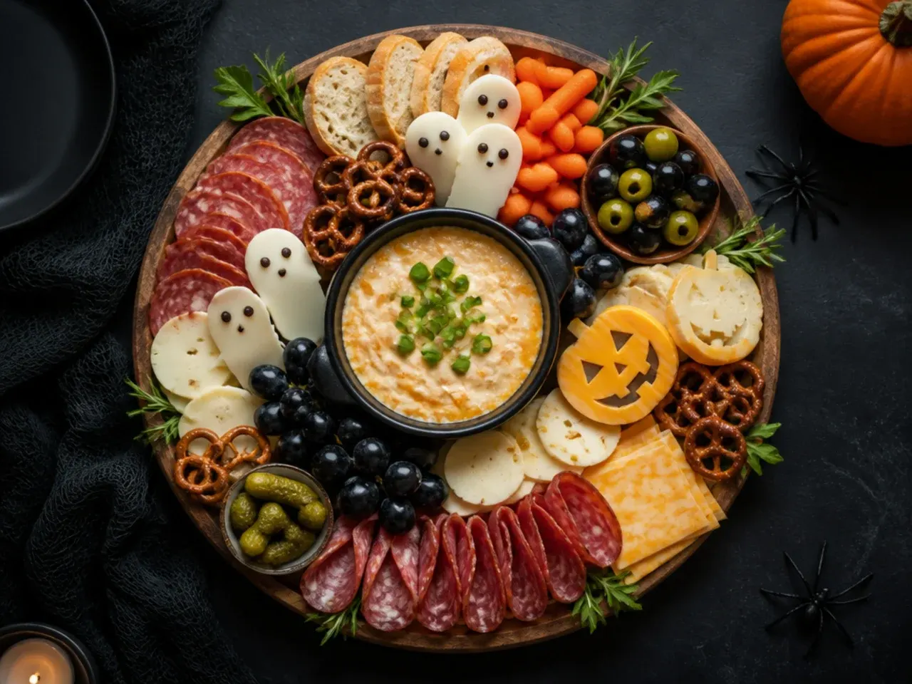 Budget-friendly Halloween charcuterie board with affordable ingredients