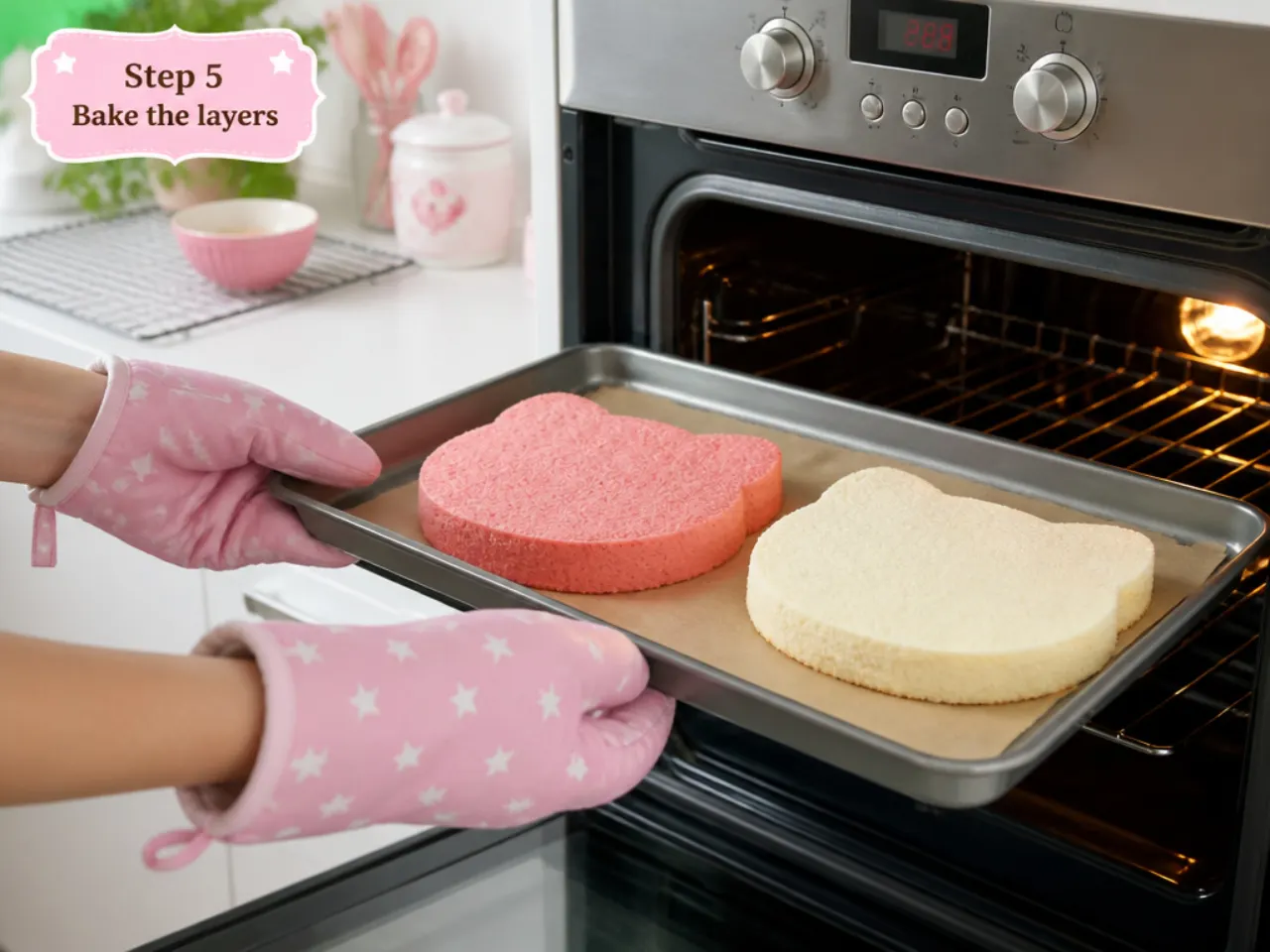 easy hello kitty cake — step 5: bake the layers