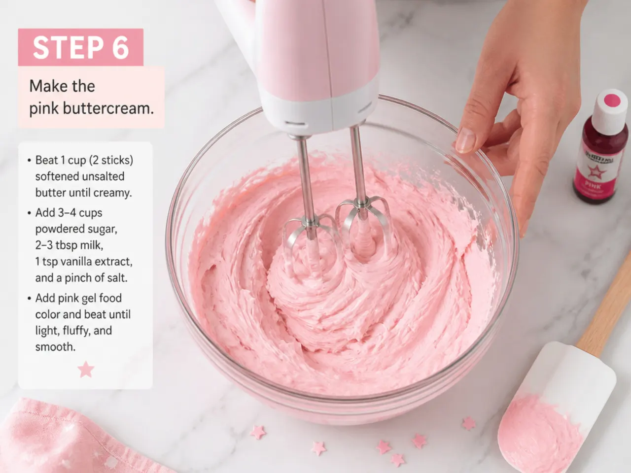 easy hello kitty cake — step 6: make the pink buttercream